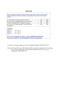 Mini GDS : Questionnaire de dépistage de la dépression gériatrique