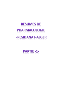 Résumé de Pharmacologie - Partie 1 - Alger