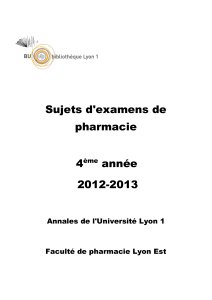 Examen Chimie Thérapeutique - Pharmacie Lyon 1