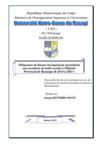 L&eacute;sions Traumatiques et Accidents de la Route &agrave; Kananga (2019-2021)