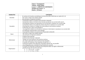 Limites et continuit&eacute; : Plan de cours Lyc&eacute;e