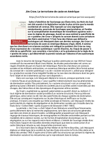 Jim Crow : Le terrorisme de caste en Amérique - Analyse