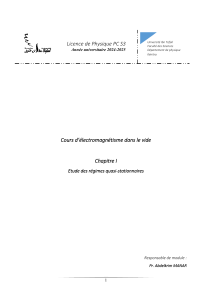 Cours d'électromagnétisme: Régimes quasi-stationnaires