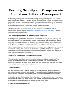 Sportsbook Software Security & Compliance: A Developer's Guide