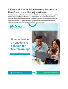 Microlearning Success: A First-Time User's Guide