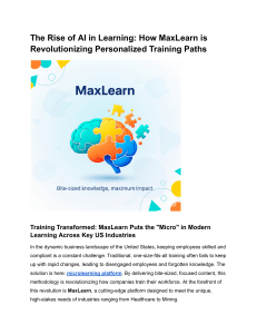 The Rise of AI in Learning  How MaxLearn is Revolutionizing Personalized Training Paths