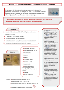 Sablier chimique : Quantité de matière - Exercice de chimie