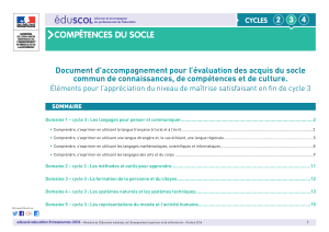 Ressources évaluation compétences socle commun C3