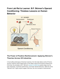 Skinner's Operant Conditioning in US Industries