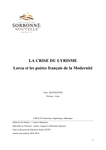 Lorca & Poètes Modernistes Français: Crise du Lyrisme