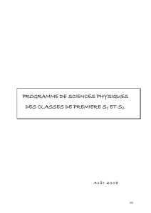 Programme Sciences Physiques 1ère S1/S2 - 2008
