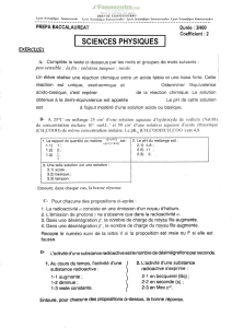 Exercices de Sciences Physiques - Prépa Baccalauréat
