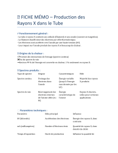 Production Rayons X : Fiche Mémo Tube