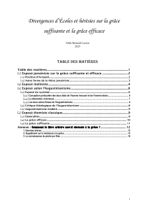 Grâce Suffisante et Efficace: Divergences Théologiques