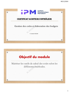 Gestion des coûts et élaboration des budgets