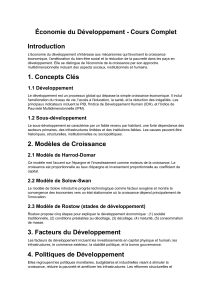 Économie du Développement : Cours Complet