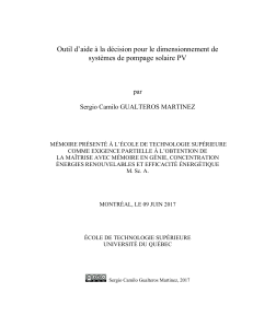 Outil d'aide au dimensionnement de pompage solaire PV