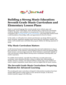Music Education: Seventh Grade Curriculum & Elementary Lesson Plans