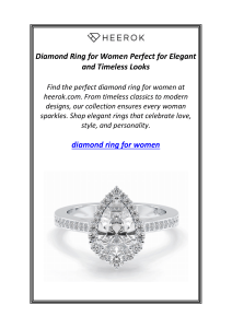 Diamond Ring for Women Perfect for Elegant and Timeless Looks