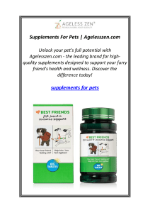 Supplements For Pets | Agelesszen.com