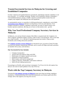 Trusted Secretarial Services in Malaysia for Growing and Established Companies  NEW
