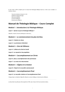 Manuel de Théologie Biblique – Cours Complet | Plan Détaillé