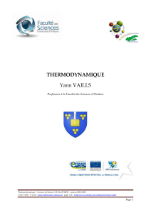 Thermodynamique - Cours complet Licence Science UE SLA2THER 2022-2023