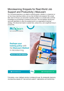 Microlearning Snippets for Real-World Job Support and Productivity   MaxLearn