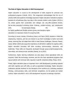 Higher Education's Role in Skill Development for the Modern Workforce