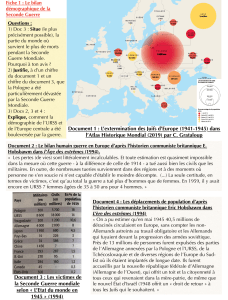 Bilan démographique Seconde Guerre Mondiale - Fiche d'étude