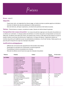 Programme de Poésie Cycle III : Objectifs, Tâches et Corpus