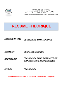Gestion de Maintenance: Résumé Théorique pour Technicien en Électricité