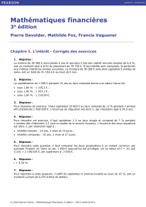 Corrigés Mathématiques financières - Intérêt, Actualisation, Annuités