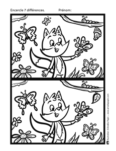 Jeu des 7 différences : Renard, papillons et fleurs - Amélie Pepin