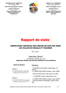 Rapport d'inspection des unit&eacute;s de dialyse &agrave; Douala et Yaound&eacute;