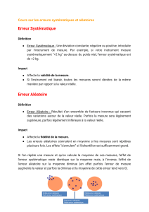 Erreurs Syst&eacute;matiques et Al&eacute;atoires : Cours de M&eacute;trologie