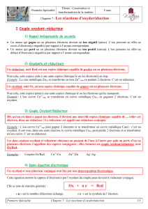 Les réactions d’oxydoréduction