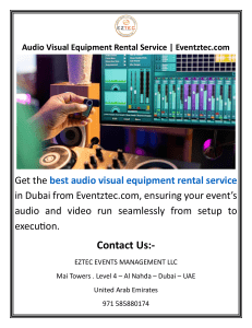 Audio Visual Equipment Rental Service  Eventztec