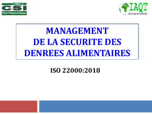 Management de la Sécurité des Denrées Alimentaires ISO 22000:2018