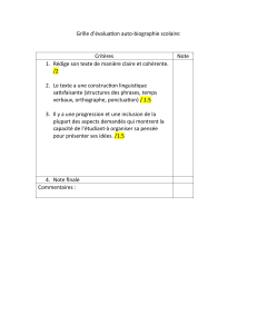 Grille d'évaluation autobiographie scolaire