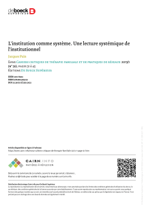 L'institution comme système: lecture systémique de l'institutionnel