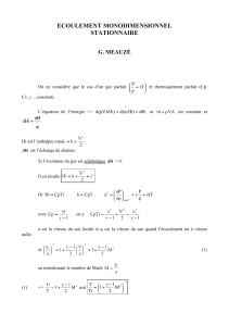 Écoulement Monodimensionnel Stationnaire : Gaz Parfait & Mach