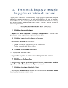 Langage & Tourisme: Fonctions et Stratégies