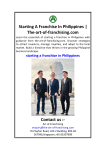 Starting A Franchise In Philippines  The-art-of-franchising.com