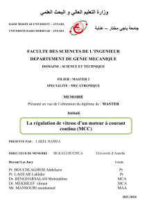 Régulation de vitesse d'un moteur à courant continu (MCC) - Mémoire Master
