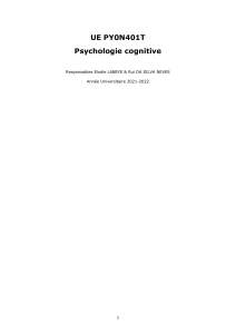 Mémoire Implicite et Explicite en Psychologie Cognitive - UE PY0N401T