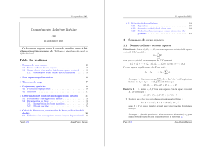Compléments d'Algèbre Linéaire : Espaces Vectoriels et Applications