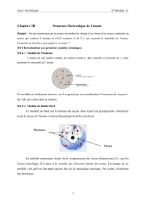 Cours Atomistique : Chapitre III - Structure Électronique de l'Atome