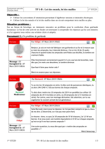TP Physique Chimie 1ere STI2D: Loi des Nœuds et des Mailles