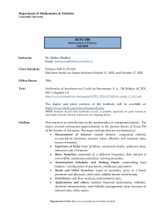 ACTU 256: Mathematics of Finance - Concordia University